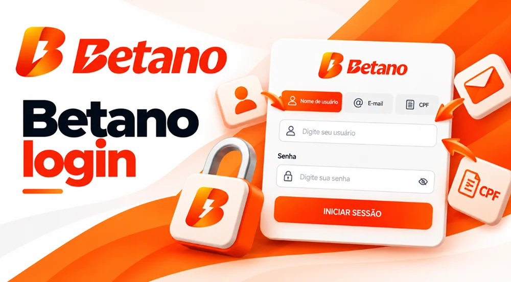 Formulário de login Betano com opções de usuário, e-mail ou CPF e campo de senha.