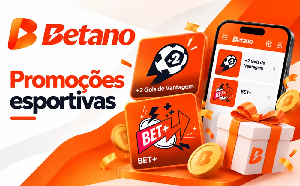 Cartões das promoções esportivas BET+ e Mais Dois Gols de Vantagem no celular.